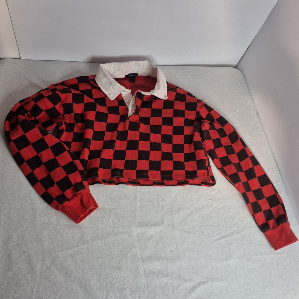Forever 21 Red and Black Checkered Men's Sweater